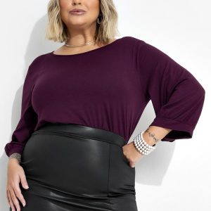 Blusa Vinho em Malha de Viscose
