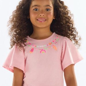 Blusa com Strass Menina Rosa