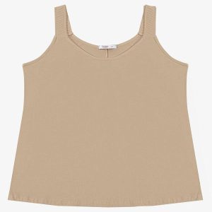 Blusa de Alça Feminina Plus Size Bege