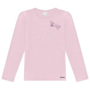 Blusa de Mangas Longas Menina com Strass Rosa