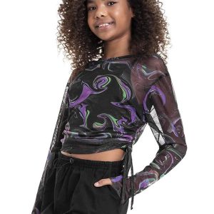 Blusa em Tule e Top em Cotton Juvenil Roxo