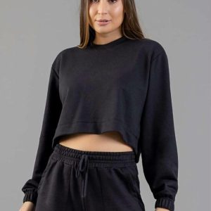 Blusão Cropped Moletom Adulto Preto