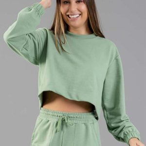 Blusão Cropped Moletom Adulto Verde