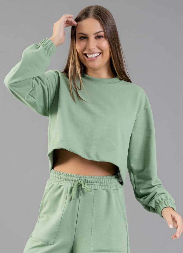 Blusão Cropped Moletom Adulto Verde