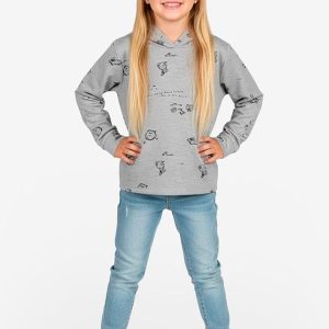 Blusão Infantil Menina com Capuz Cinza