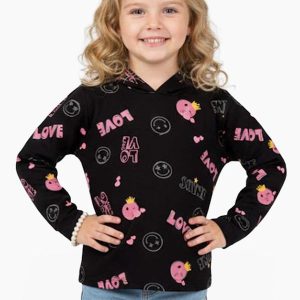 Blusão Infantil Menina com Capuz Preto