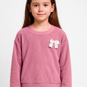 Blusão Infantil Menina com Laço Rosa