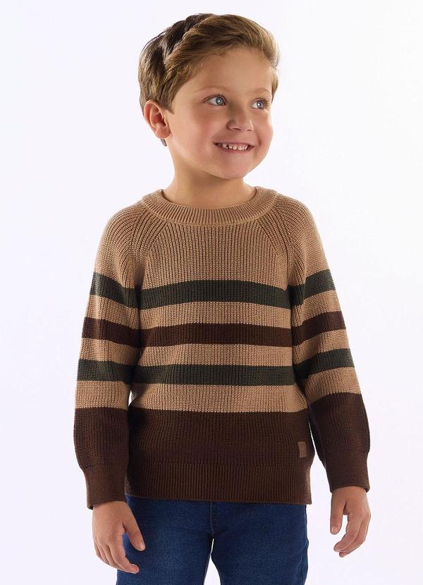 Blusão Infantil Tricot Listrado Marrom