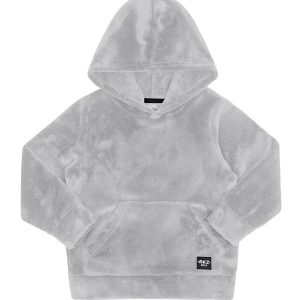 Blusão Infantil Unissex em Pelo com Capuz Cinza