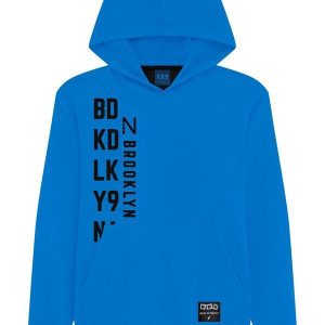 Blusão com Capuz e Bolso em Moletom Azul