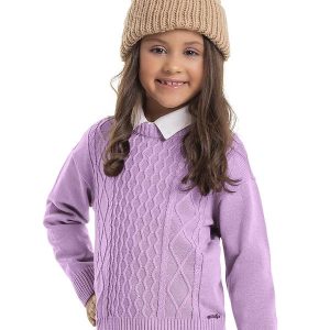 Blusão em Tricô Infantil Menina Roxo