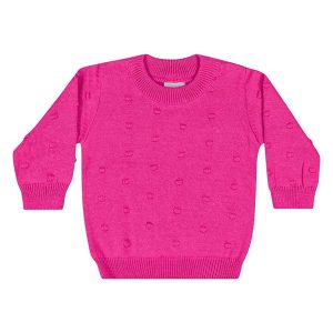 Blusão em Tricô para Bebê Menina Rosa