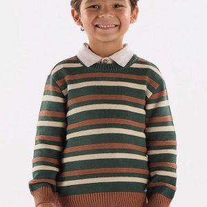 Blusão em Tricot Listrado Verde