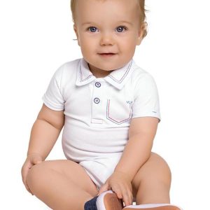 Body Bebê Menino Bordado Branco