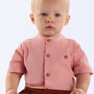 Body Camisa Algodão e Linho Bebê Laranja
