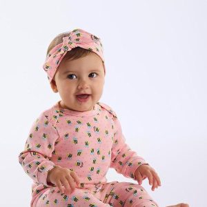 Body Manga Longa Suedine Bebê Rosa