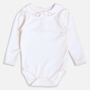 Body Off White com Gola de Gatinho Branco