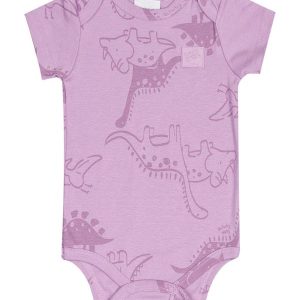 Body Unissex em Ribana para Bebê Roxo
