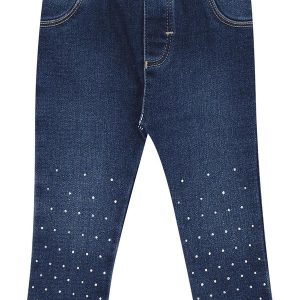 Calça Bebe Menina Jeans Moletom Azul