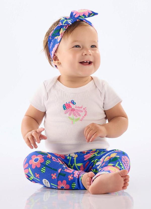 Calça Bebê Menina em Suedine Azul