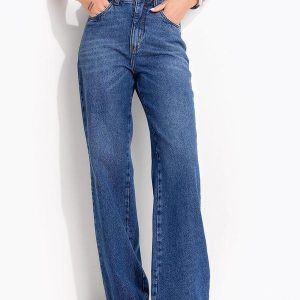 Calça Flare Azul Médio em Jeans