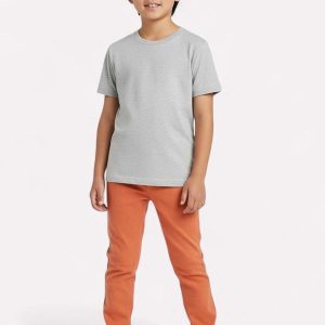 Calça Infantil Menino Algodão Liso Laranja
