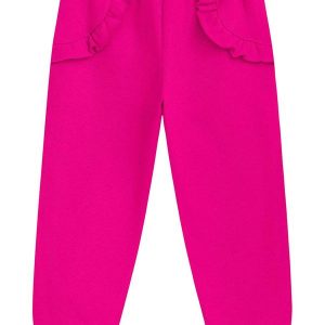 Calça Infantil em Moletom com Bolso Falso Rosa