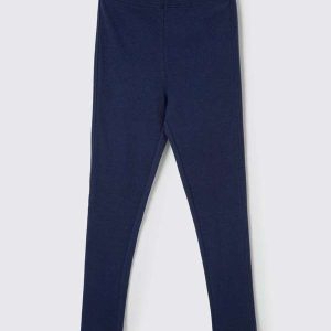 Calca Legging Basica Infantil Menina em Ribana Azul