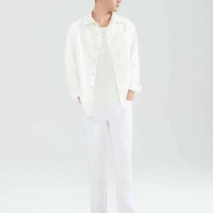 Calca Masculina Slim em Sarja Branco