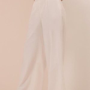 Calça Pantalona em Tecido e Linho Branco
