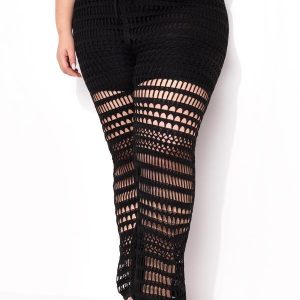 Calça Preta em Tricô Rendada