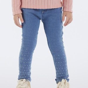 Calça Primeiros Passos Menina Jeans Moletom Azul