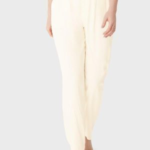 Calça Reta em Viscolinho Off White