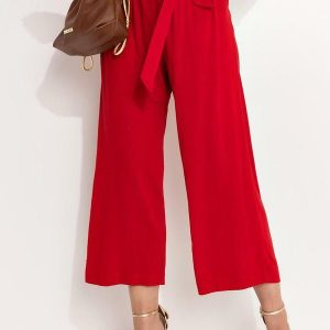 Calça Vermelha em Viscose Slub Prime