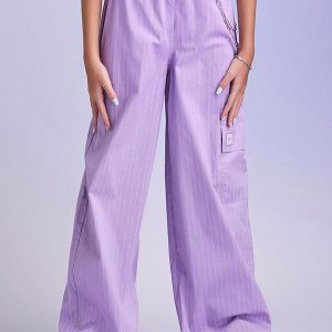 Calça Wide Cargo Lilás
