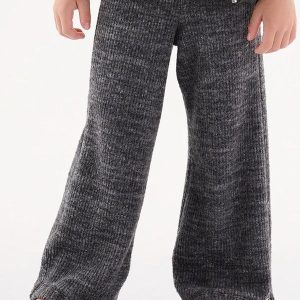 Calça Wide Leg Canelada Infantil Preto