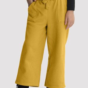 Calça Wide Leg Infantil Menina em Moletom Amarelo