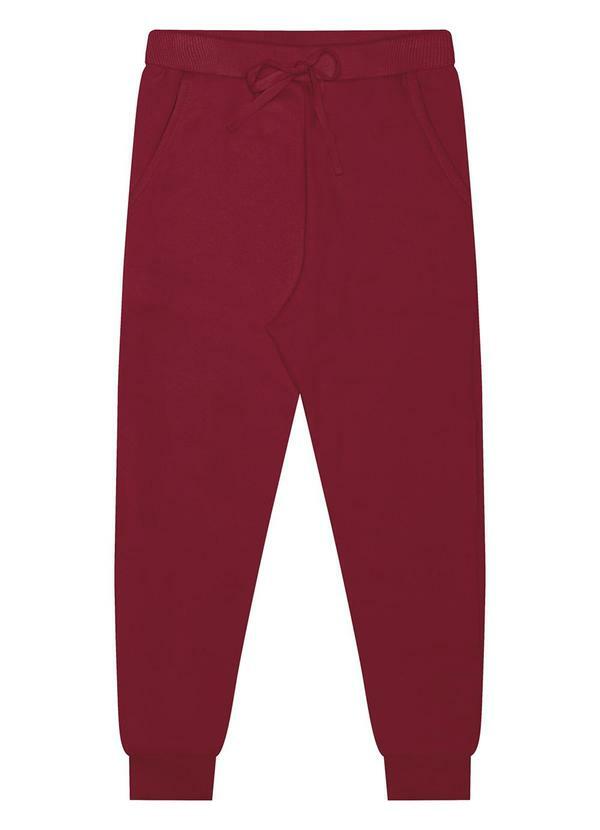 Calça com Bolso em Moletom Felpado Vermelho