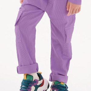 Calça em Sarja Infantil Menina Roxo