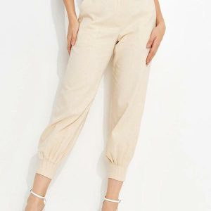 Calça em Viscolinho Bege