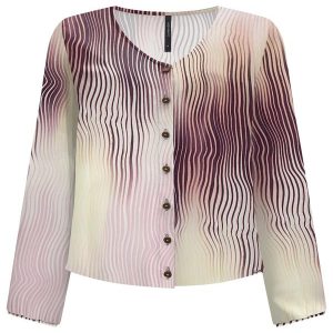 Camisa Estampada com Decote em V Roxo