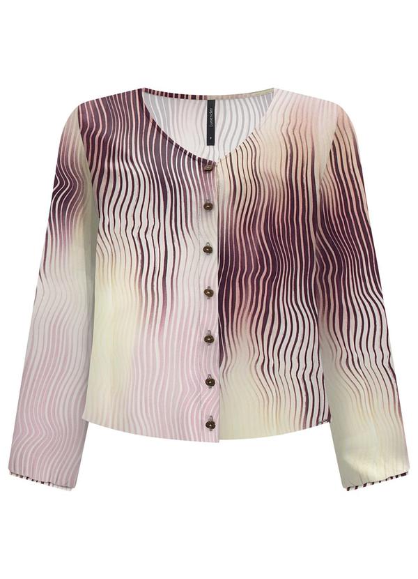 Camisa Estampada com Decote em V Roxo