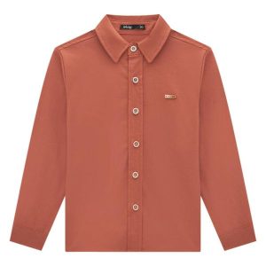 Camisa Infantil Manga Longa em Tricoline Laranja