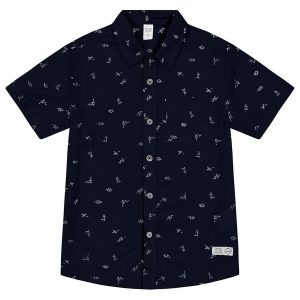 Camisa Infantil Masculina com Botões Azul