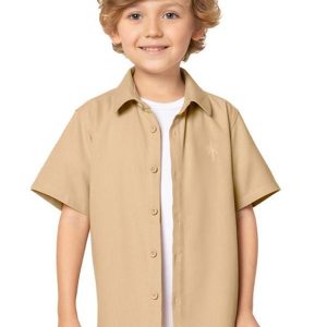Camisa Infantil Menino Bordado Bege