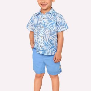 Camisa Infantil Menino Folhagem Milon Azul