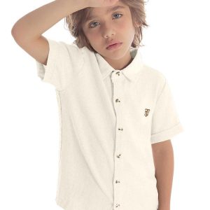 Camisa Infantil com Botões Bege