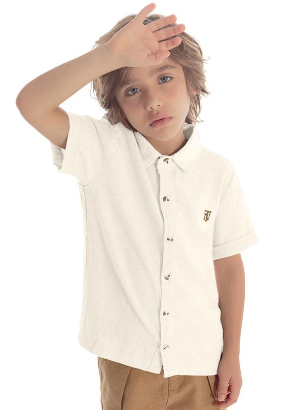 Camisa Infantil com Botões Bege