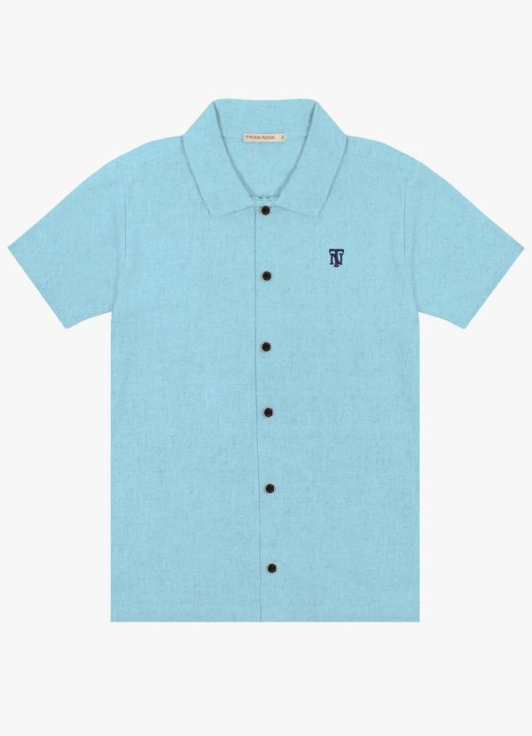 Camisa Infantil em Linho Azul