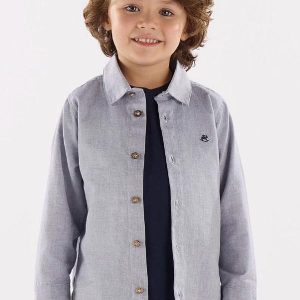 Camisa Infantil em Tecido Oxford Azul